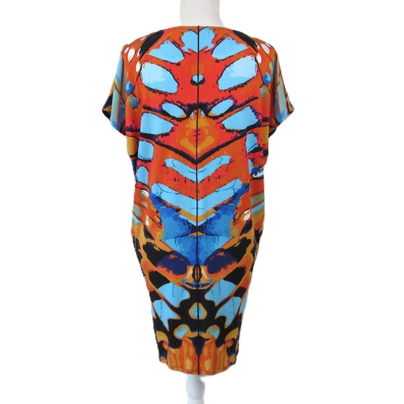 Eva Varro Wedge Dress Women's Size S Vella Multi-Colored Cap Sleeve - Picture 5 of 9